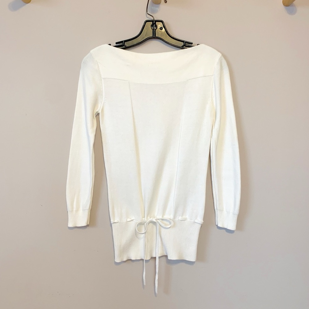 Trina Turk White Cotton Boatneck Sweater Top S